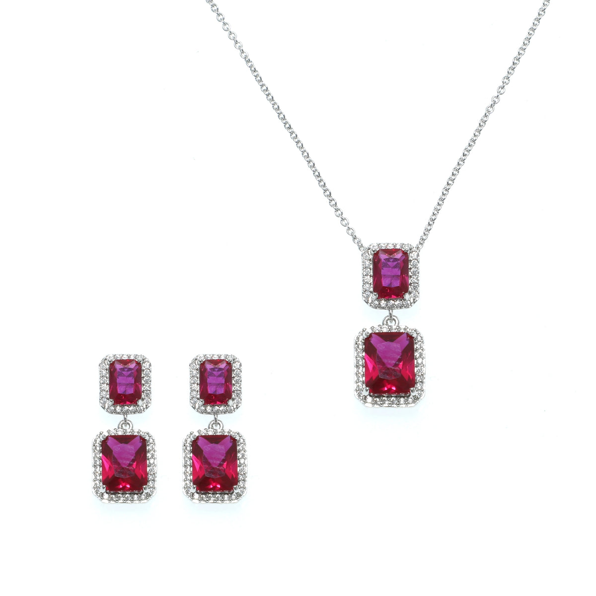 طقم زخارف هالة مزدوجة القطع الزمردي Double Emerald Cut Halo Motif Set