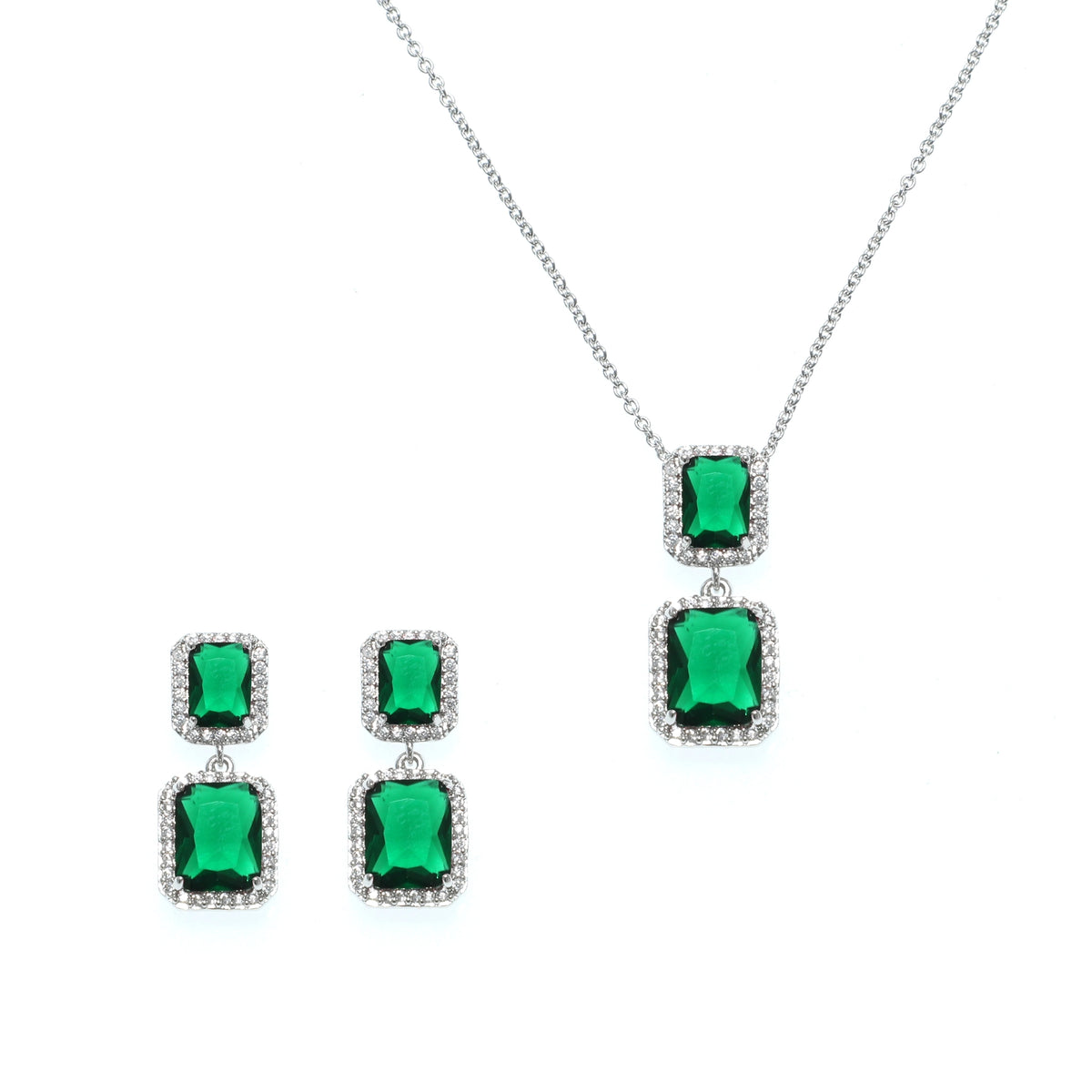 طقم زخارف هالة مزدوجة القطع الزمردي Double Emerald Cut Halo Motif Set
