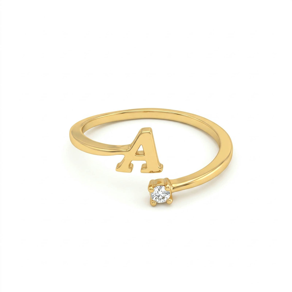 خاتم بتصميم مفتوح حرف مقاس 4ملم Open-wrap ring letter size 4mm