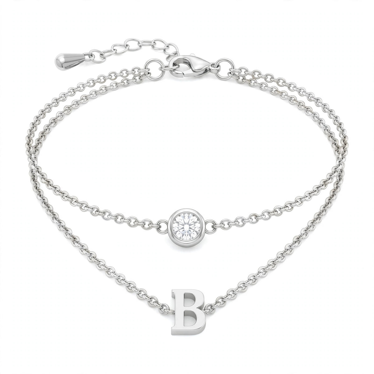 سوار بتصميم مزدوج الطبقات حرف مقاس 4ملم Double-layer bracelet letter size 4mm