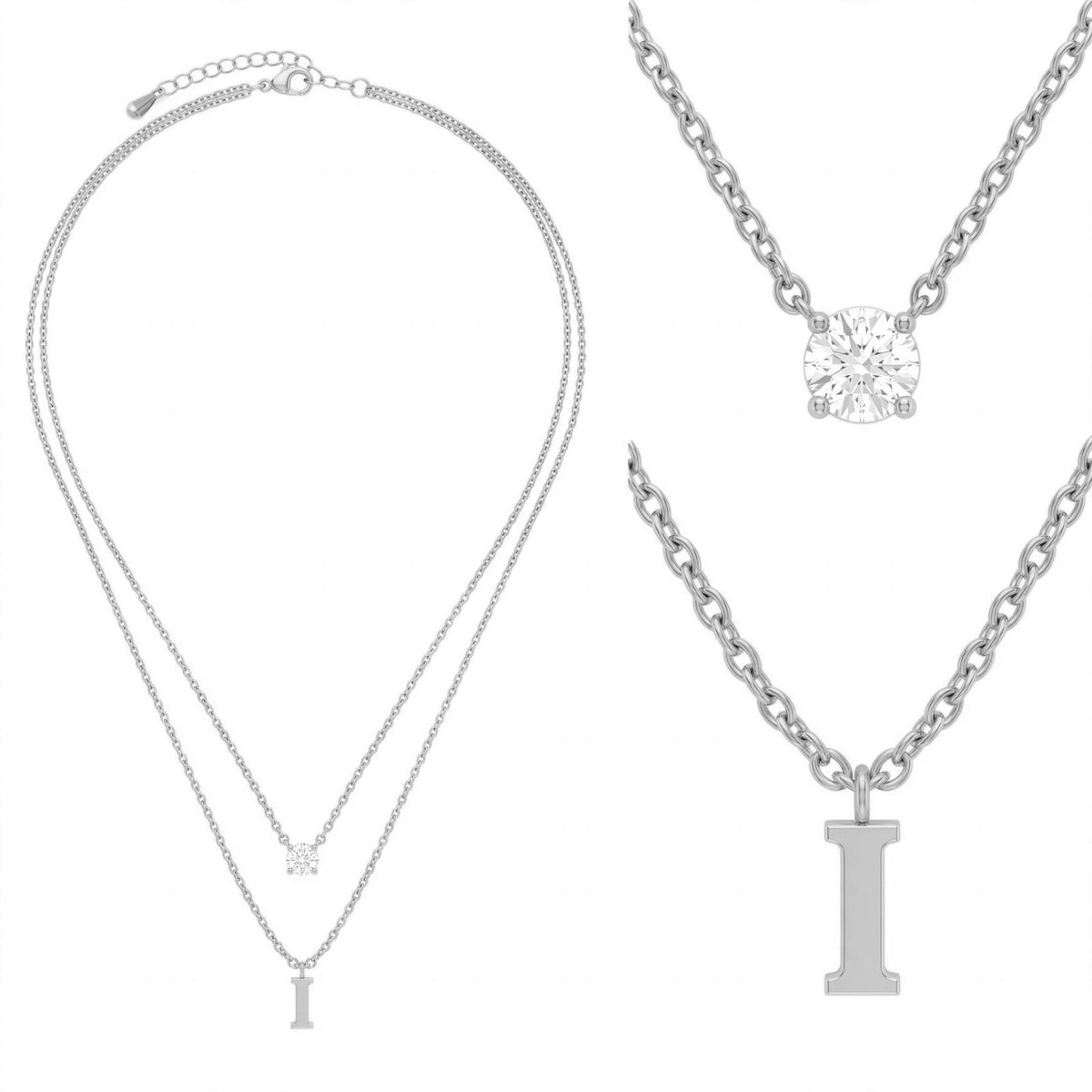 قلادة مزدوجة الطبقات تحمل حرفاً حرف مقاس 4ملم Double-layer necklace letter size 4mm