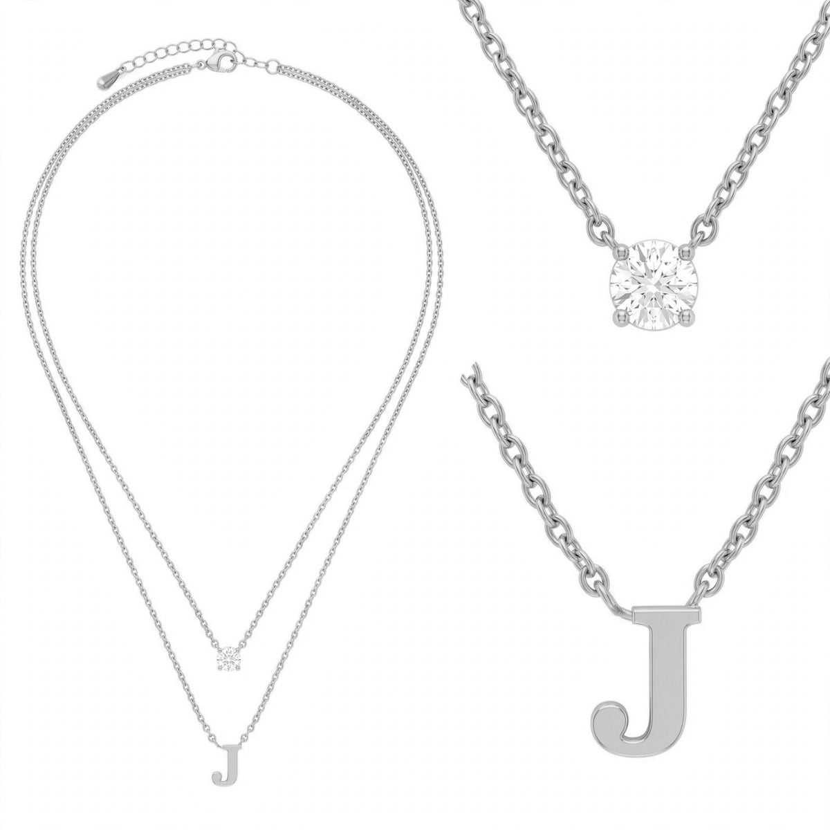 قلادة مزدوجة الطبقات تحمل حرفاً حرف مقاس 4ملم Double-layer necklace letter size 4mm