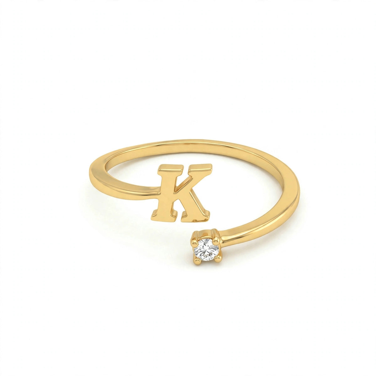 خاتم بتصميم مفتوح حرف مقاس 4ملم Open-wrap ring letter size 4mm