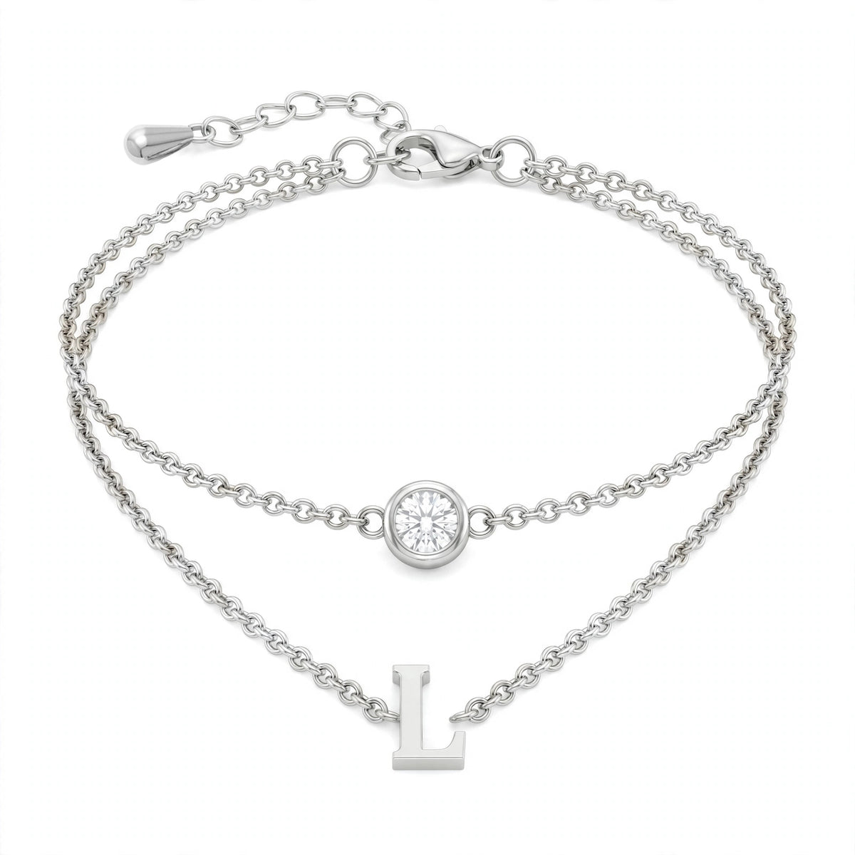 سوار بتصميم مزدوج الطبقات حرف مقاس 4ملم Double-layer bracelet letter size 4mm