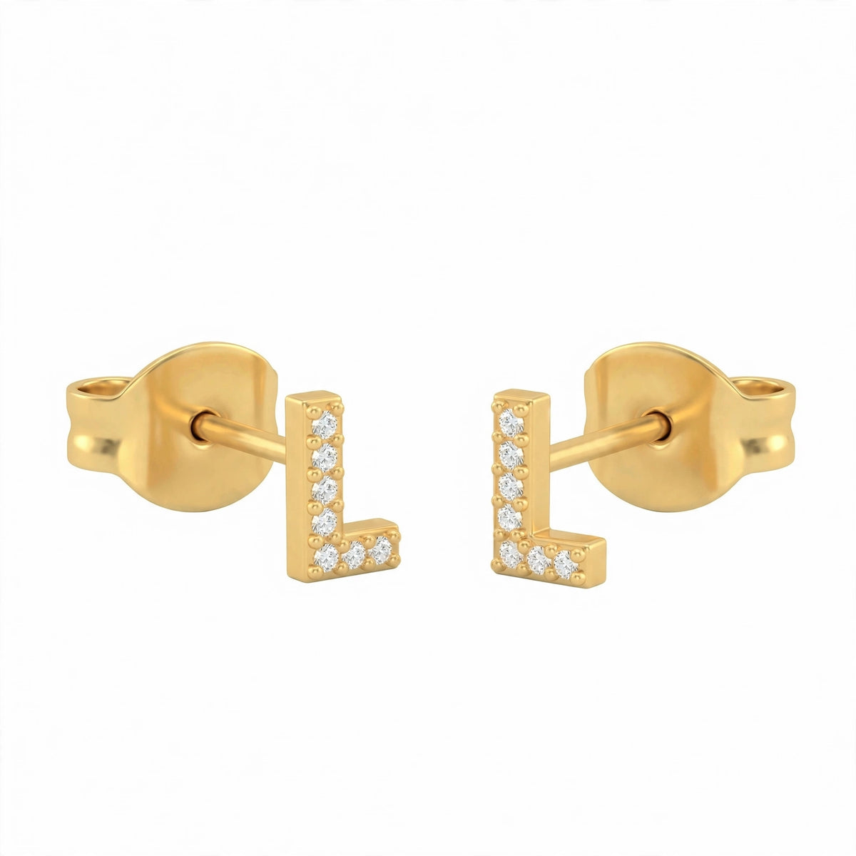 أقراط صغيرة على شكل حروف, مقاس 3 مم Petite stud earrings shaped letters size 3mm