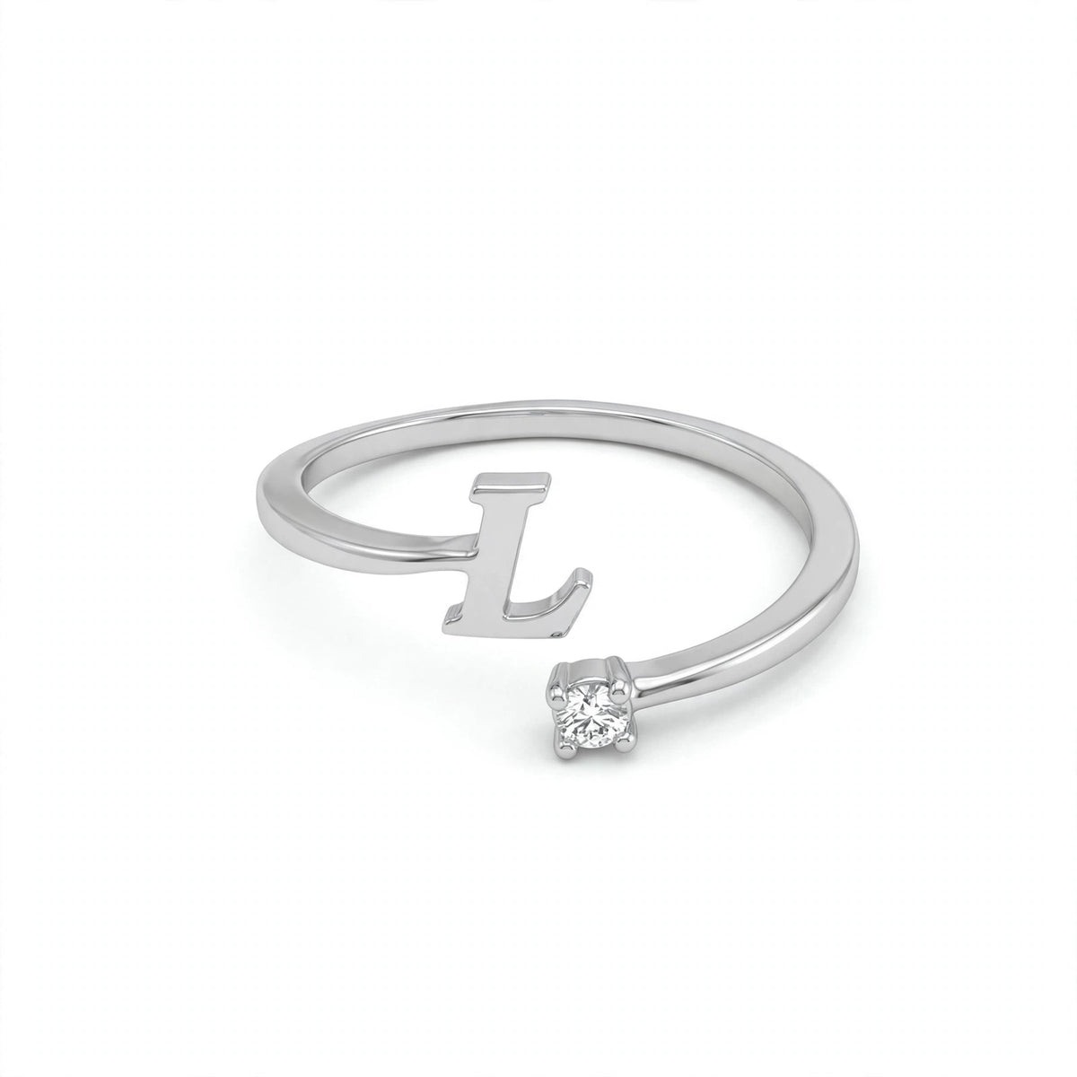 خاتم بتصميم مفتوح حرف مقاس 4ملم Open-wrap ring letter size 4mm