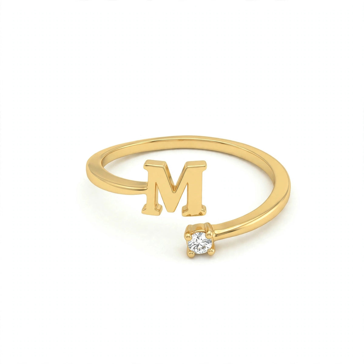خاتم بتصميم مفتوح حرف مقاس 4ملم Open-wrap ring letter size 4mm