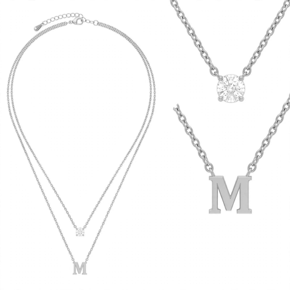 قلادة مزدوجة الطبقات تحمل حرفاً حرف مقاس 4ملم Double-layer necklace letter size 4mm