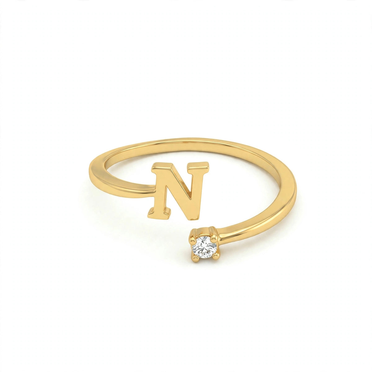 خاتم بتصميم مفتوح حرف مقاس 4ملم Open-wrap ring letter size 4mm