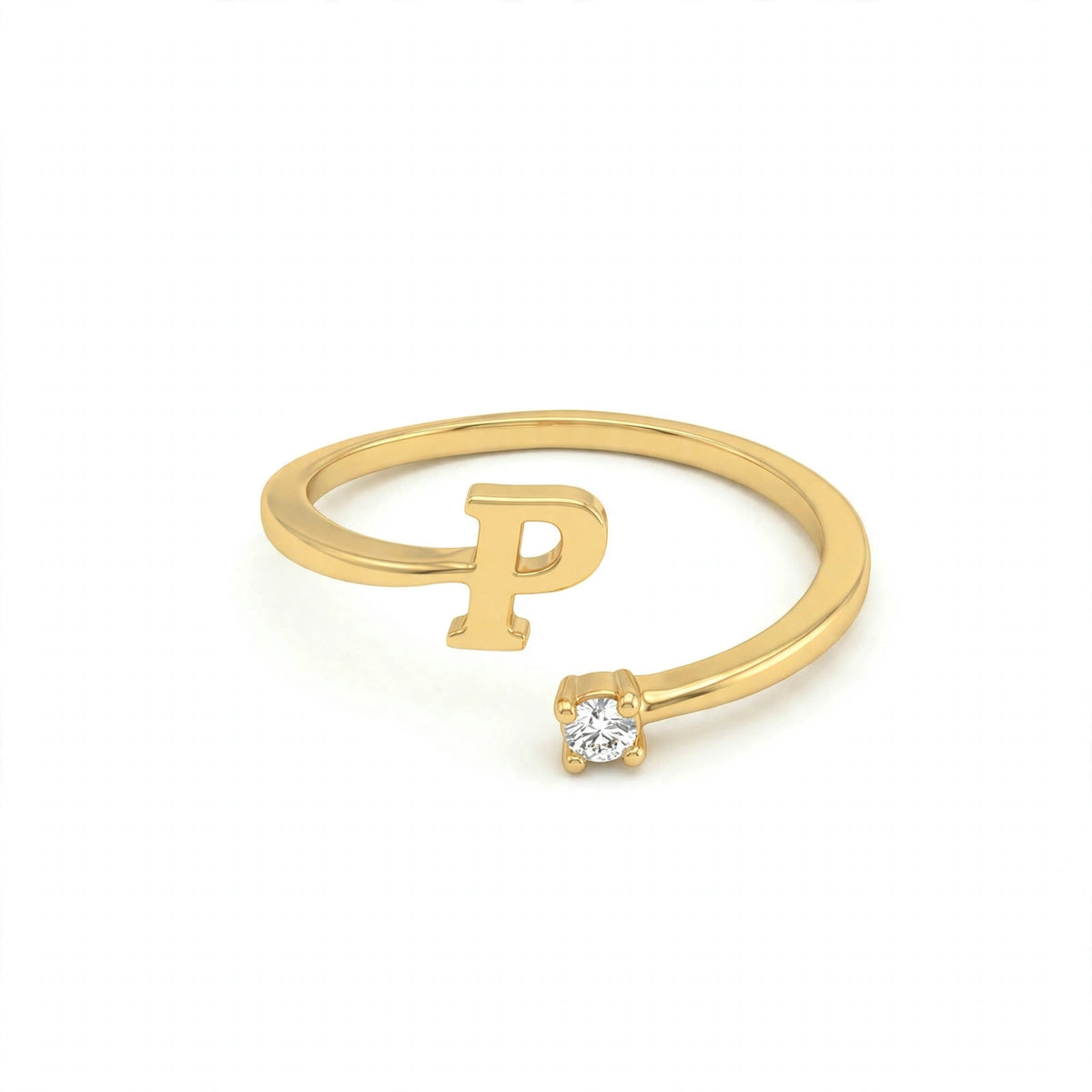 خاتم بتصميم مفتوح حرف مقاس 4ملم Open-wrap ring letter size 4mm
