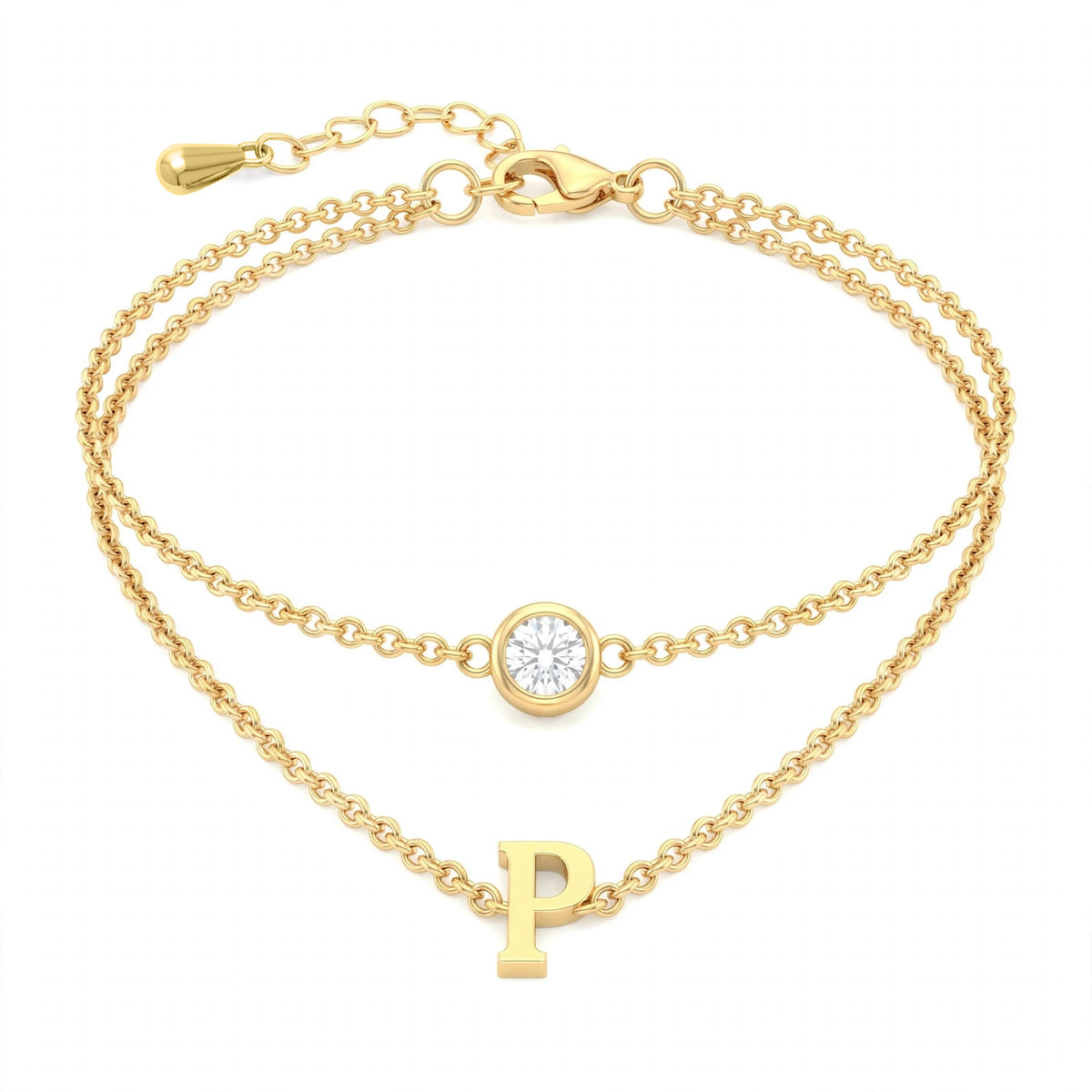 سوار بتصميم مزدوج الطبقات حرف مقاس 4ملم Double-layer bracelet letter size 4mm