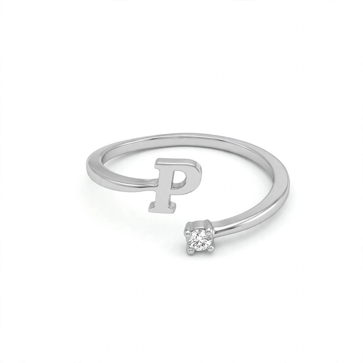 خاتم بتصميم مفتوح حرف مقاس 4ملم Open-wrap ring letter size 4mm