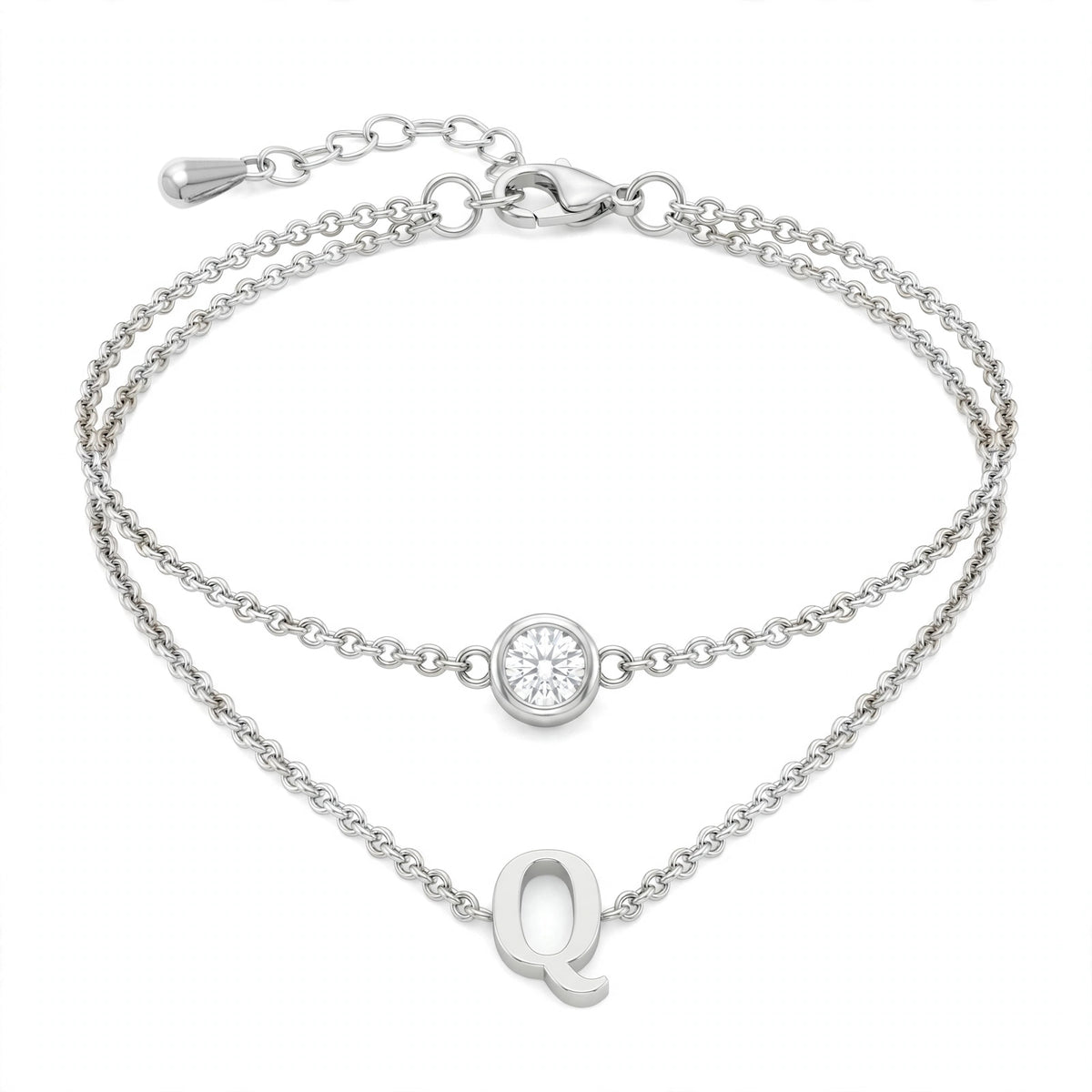سوار بتصميم مزدوج الطبقات حرف مقاس 4ملم Double-layer bracelet letter size 4mm