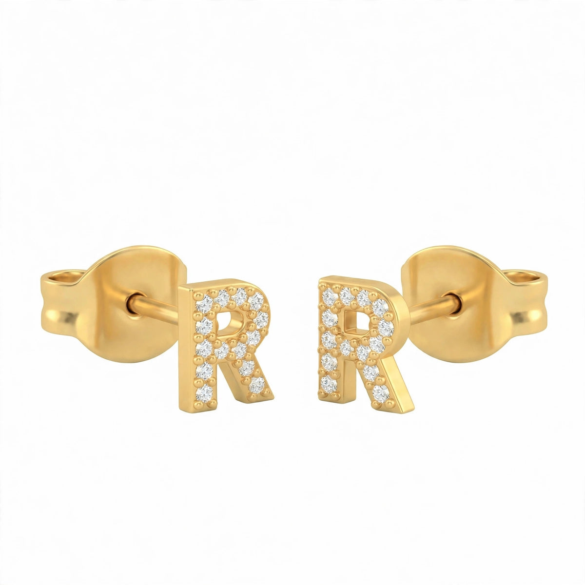 أقراط صغيرة على شكل حروف, مقاس 3 مم Petite stud earrings shaped letters size 3mm