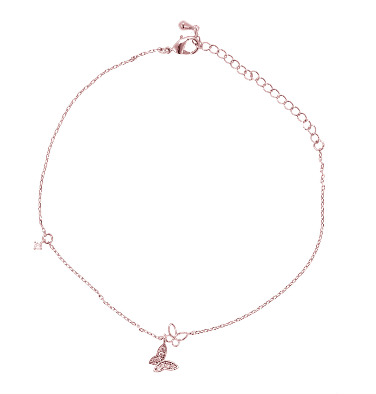 خلخال رقيق متعدد الطبقات مزين بدلاية على شكل فراشة Delicate Layered Butterfly Charm Anklet