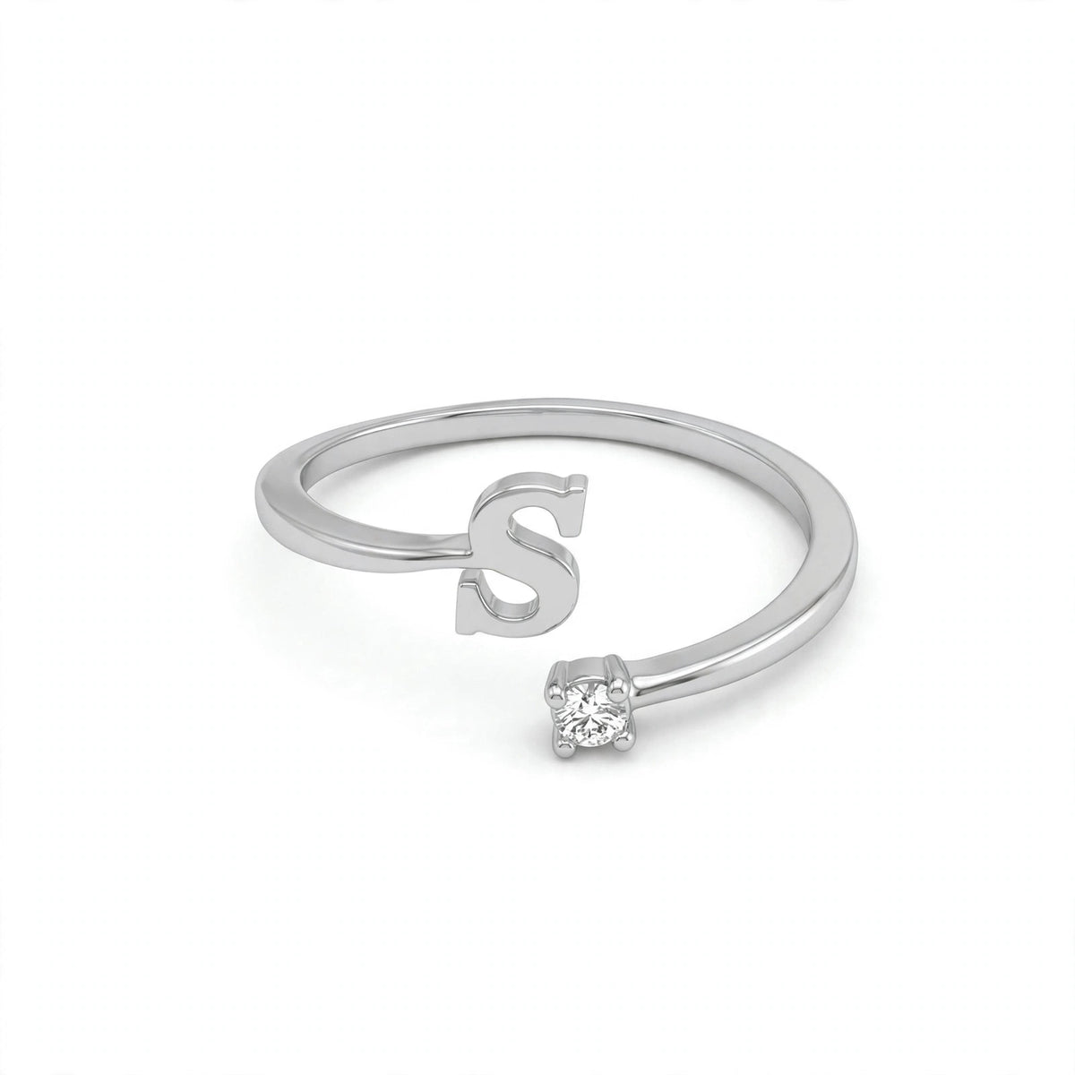 خاتم بتصميم مفتوح حرف مقاس 4ملم Open-wrap ring letter size 4mm