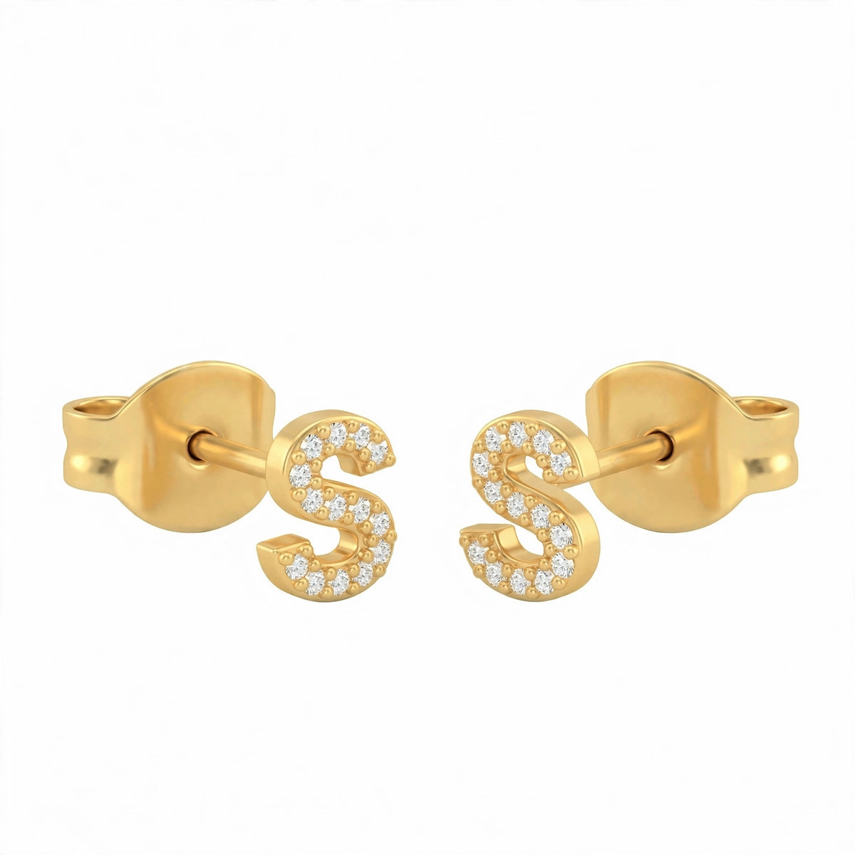 أقراط صغيرة على شكل حروف, مقاس 3 مم Petite stud earrings shaped letters size 3mm