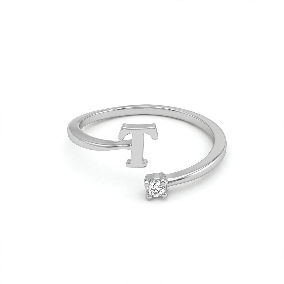 خاتم بتصميم مفتوح حرف مقاس 4ملم Open-wrap ring letter size 4mm