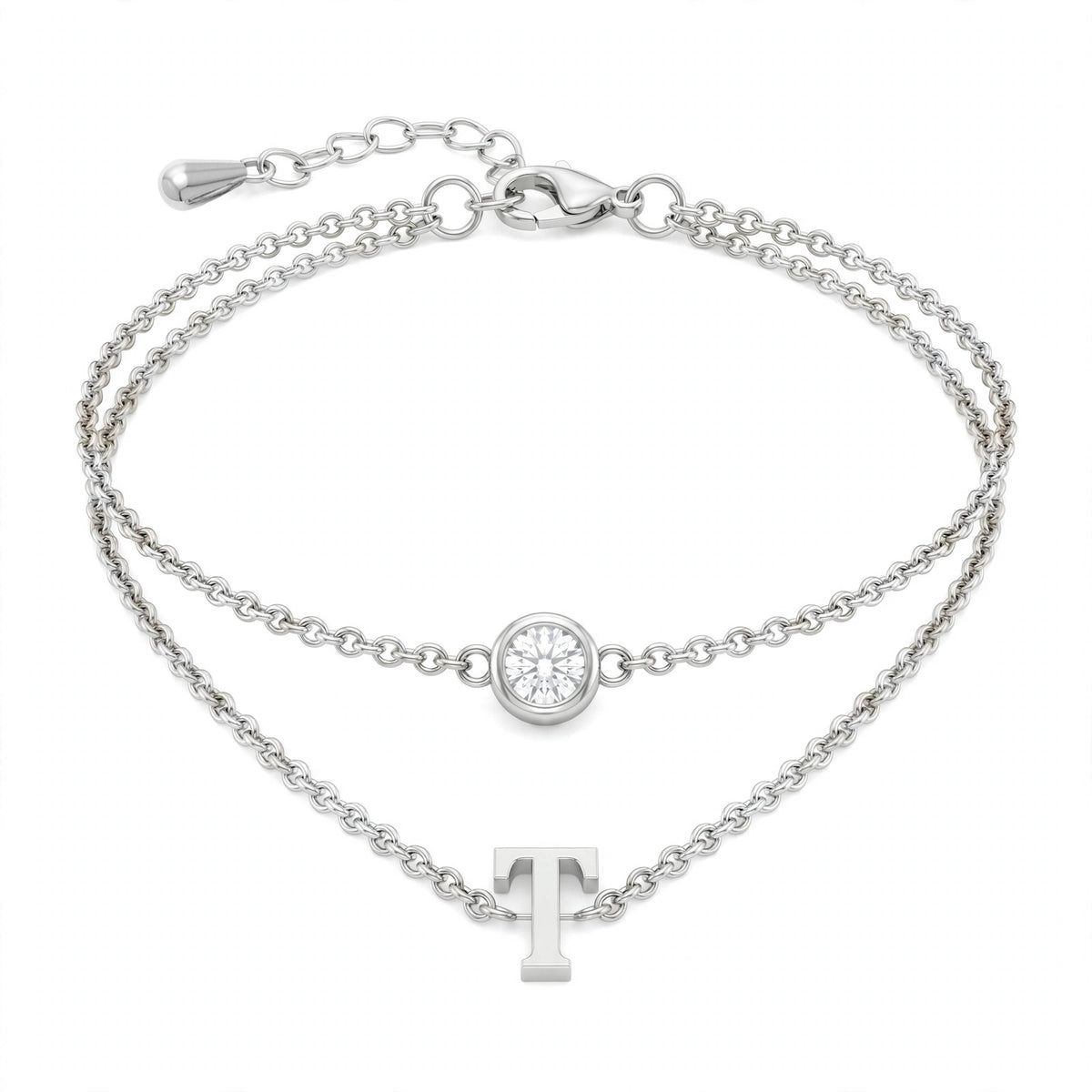 سوار بتصميم مزدوج الطبقات حرف مقاس 4ملم Double-layer bracelet letter size 4mm