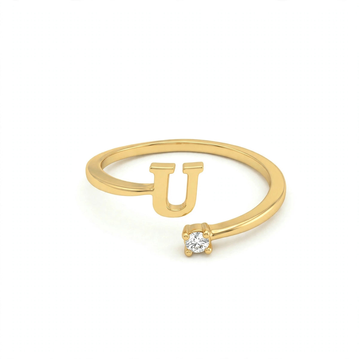 خاتم بتصميم مفتوح حرف مقاس 4ملم Open-wrap ring letter size 4mm
