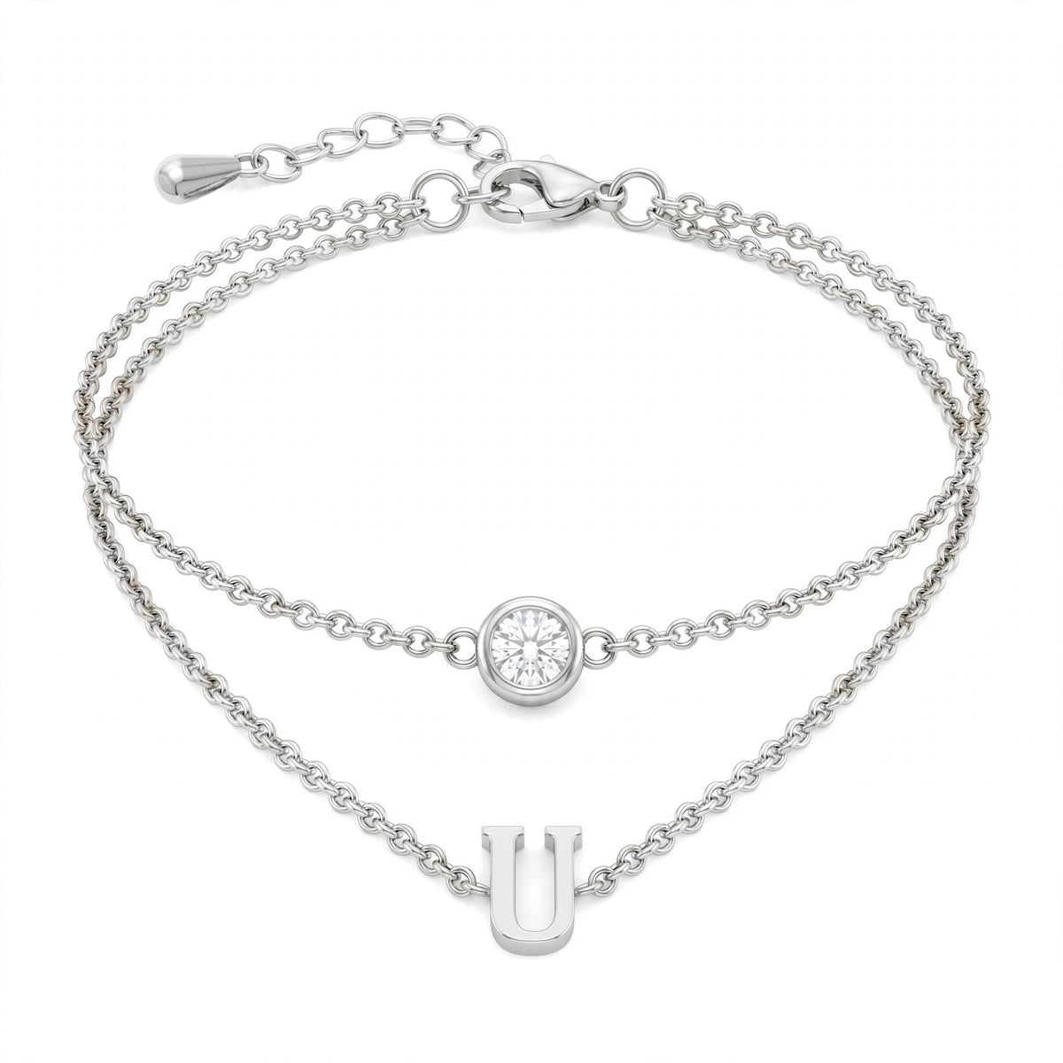 سوار بتصميم مزدوج الطبقات حرف مقاس 4ملم Double-layer bracelet letter size 4mm