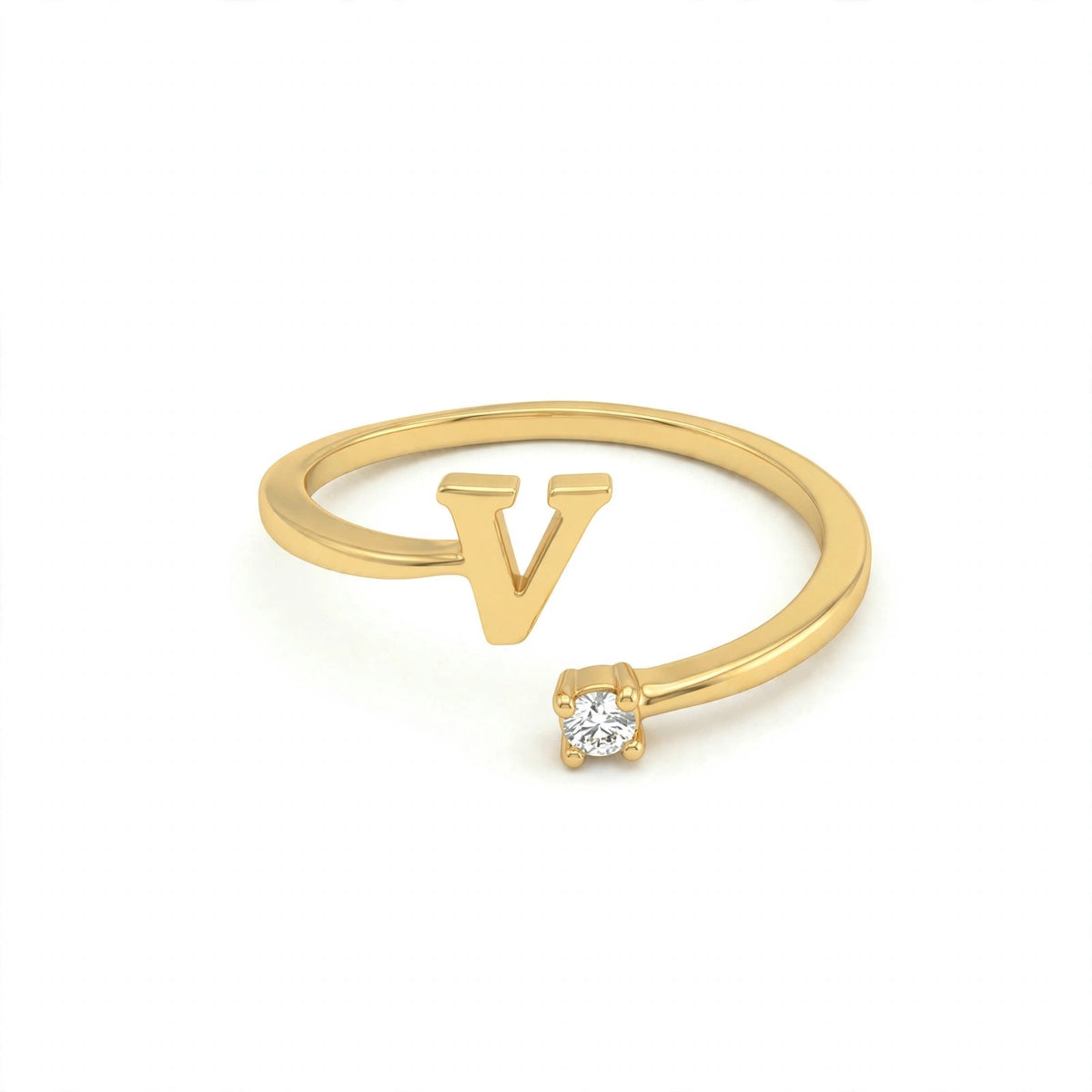 خاتم بتصميم مفتوح حرف مقاس 4ملم Open-wrap ring letter size 4mm