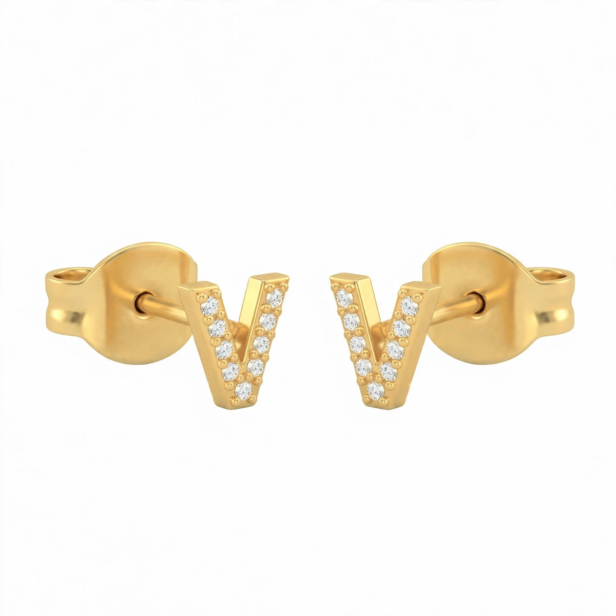 أقراط صغيرة على شكل حروف, مقاس 3 مم Petite stud earrings shaped letters size 3mm