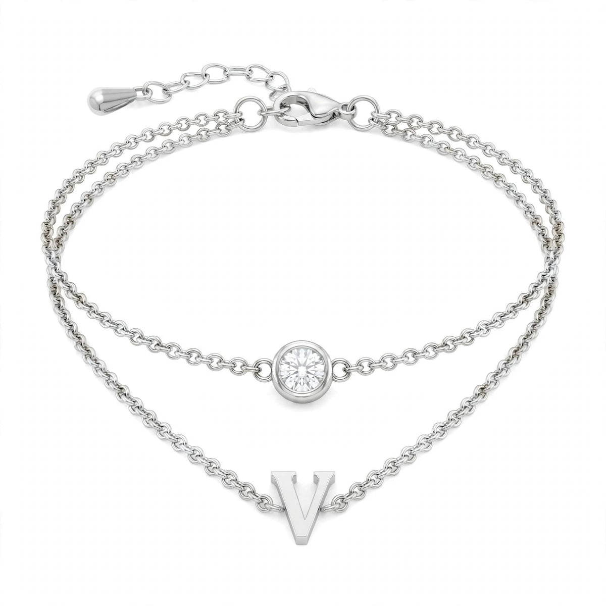 سوار بتصميم مزدوج الطبقات حرف مقاس 4ملم Double-layer bracelet letter size 4mm