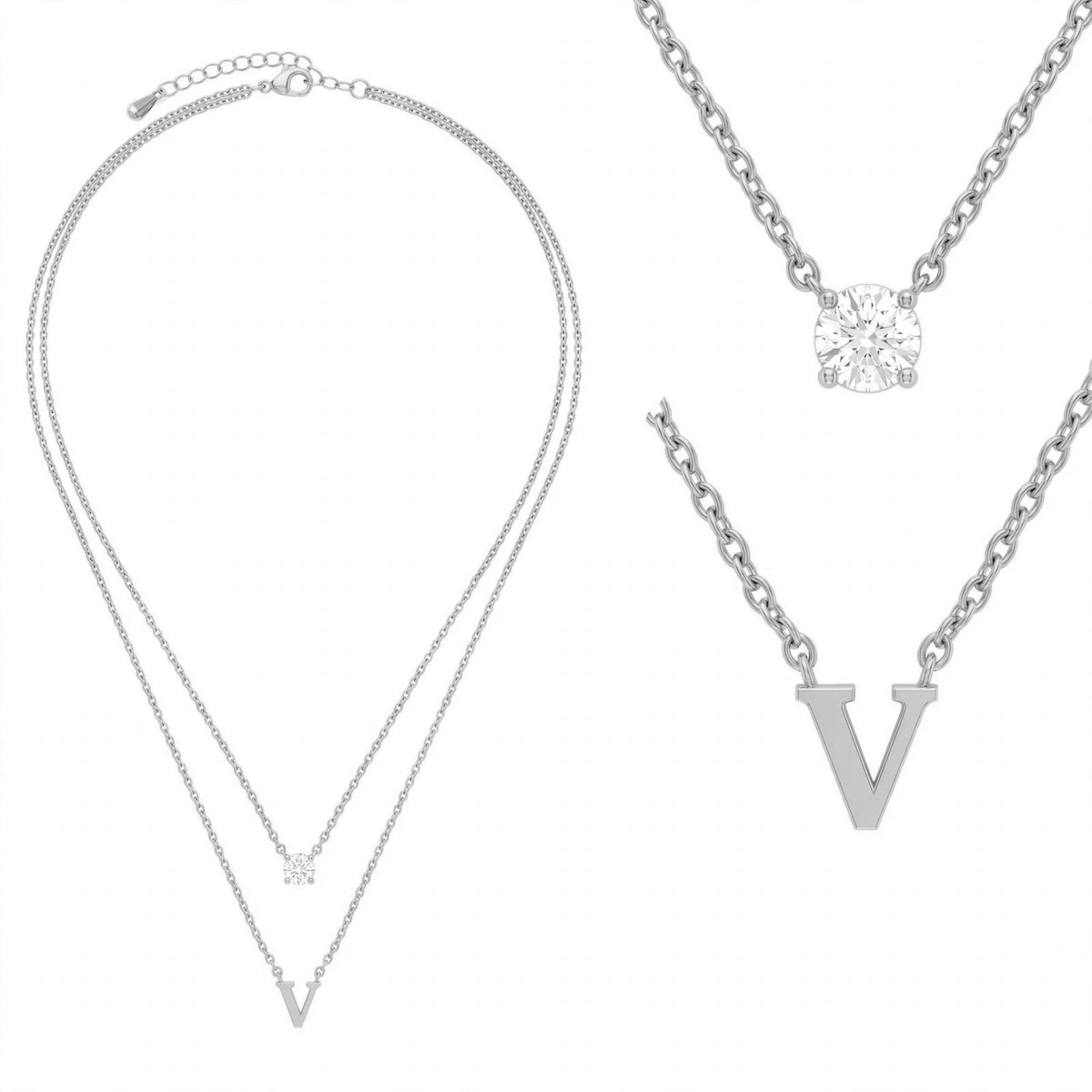 قلادة مزدوجة الطبقات تحمل حرفاً حرف مقاس 4ملم Double-layer necklace letter size 4mm