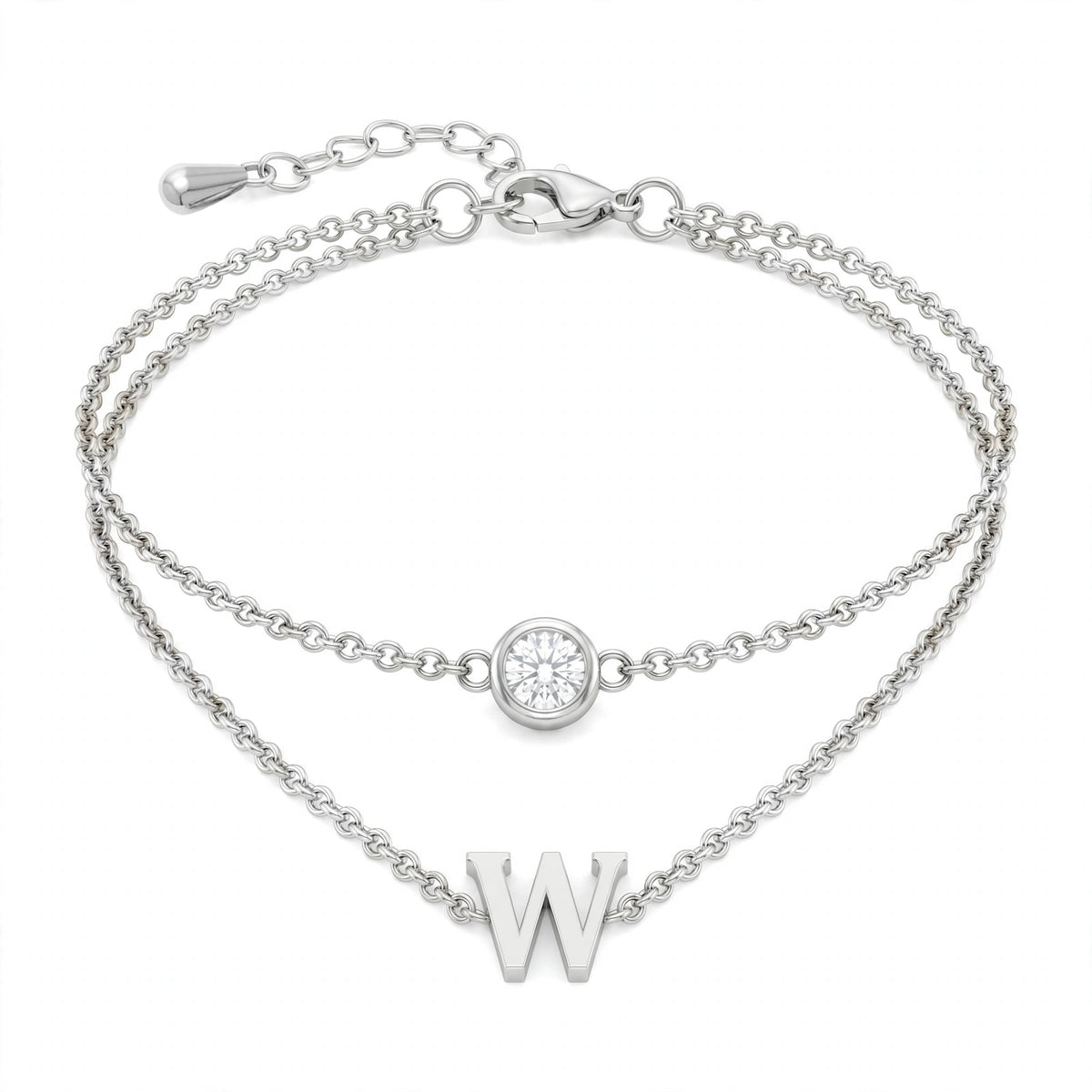 سوار بتصميم مزدوج الطبقات حرف مقاس 4ملم Double-layer bracelet letter size 4mm