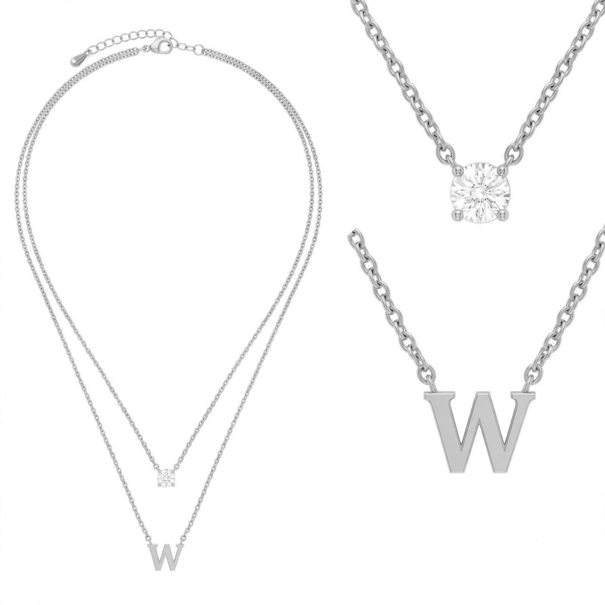 قلادة مزدوجة الطبقات تحمل حرفاً حرف مقاس 4ملم Double-layer necklace letter size 4mm