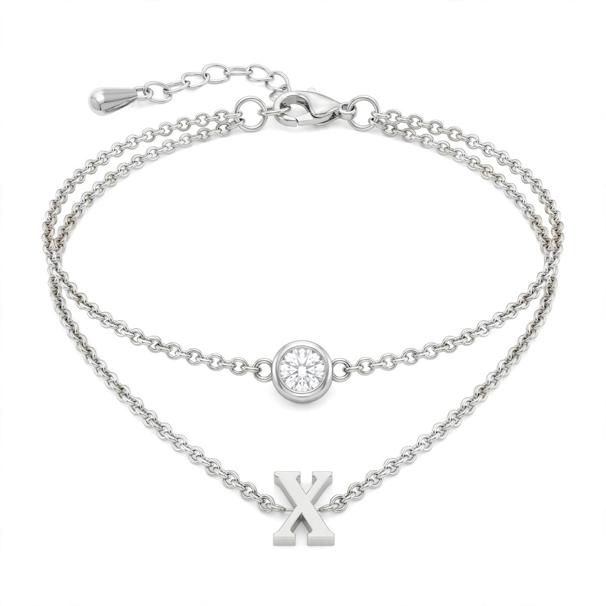 سوار بتصميم مزدوج الطبقات حرف مقاس 4ملم Double-layer bracelet letter size 4mm