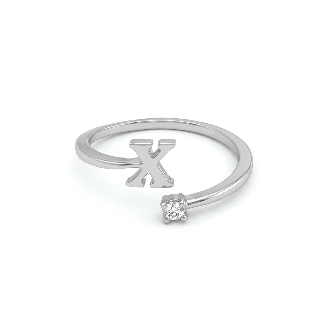 خاتم بتصميم مفتوح حرف مقاس 4ملم Open-wrap ring letter size 4mm