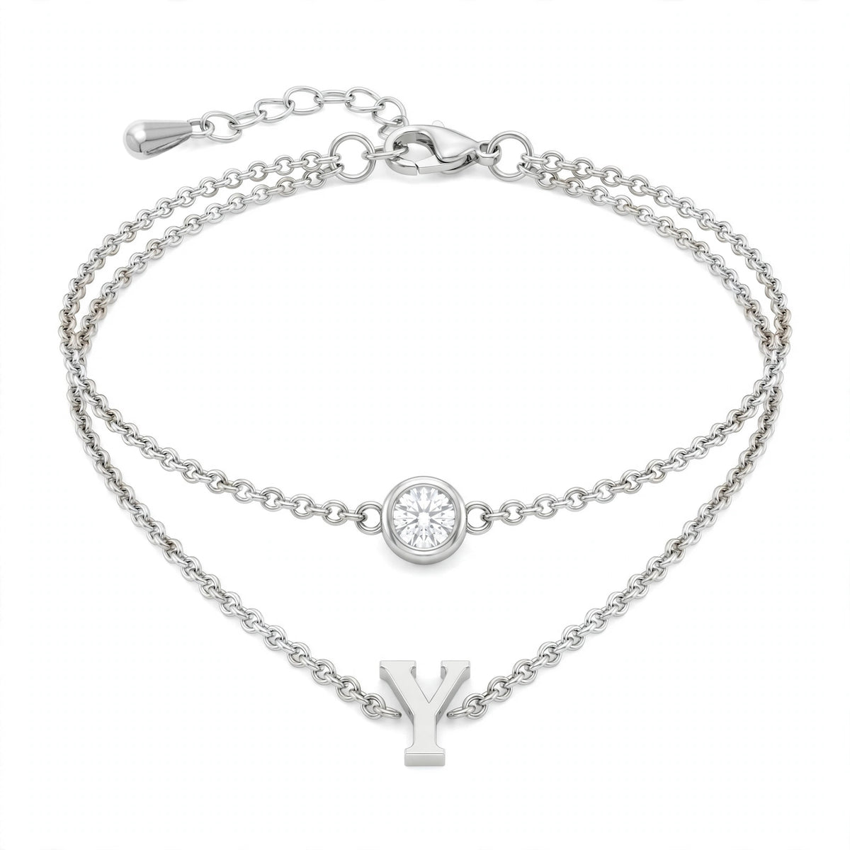 سوار بتصميم مزدوج الطبقات حرف مقاس 4ملم Double-layer bracelet letter size 4mm