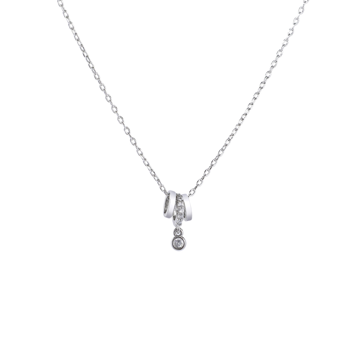 قلادة بقلادة على شكل خاتم ثلاثي الحلقات Triple Band Ring Pendant Necklace