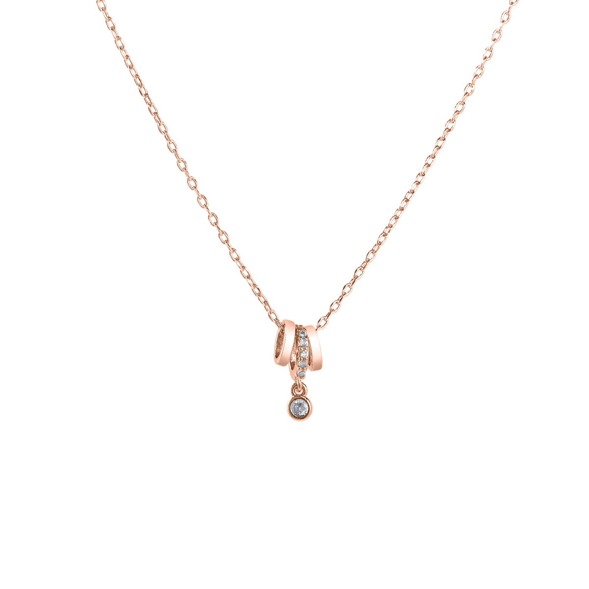قلادة بقلادة على شكل خاتم ثلاثي الحلقات Triple Band Ring Pendant Necklace