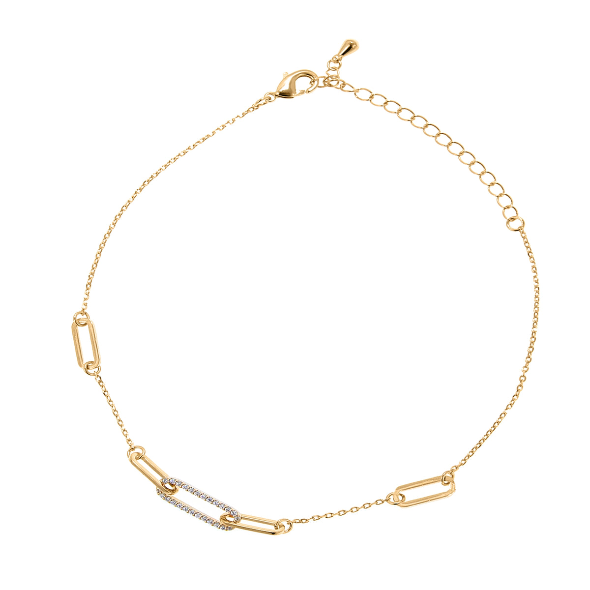 خلخال بسلسلة ذات حلقات مستطيلة نمط مشبك الورق Paperclip Link Chain Anklet