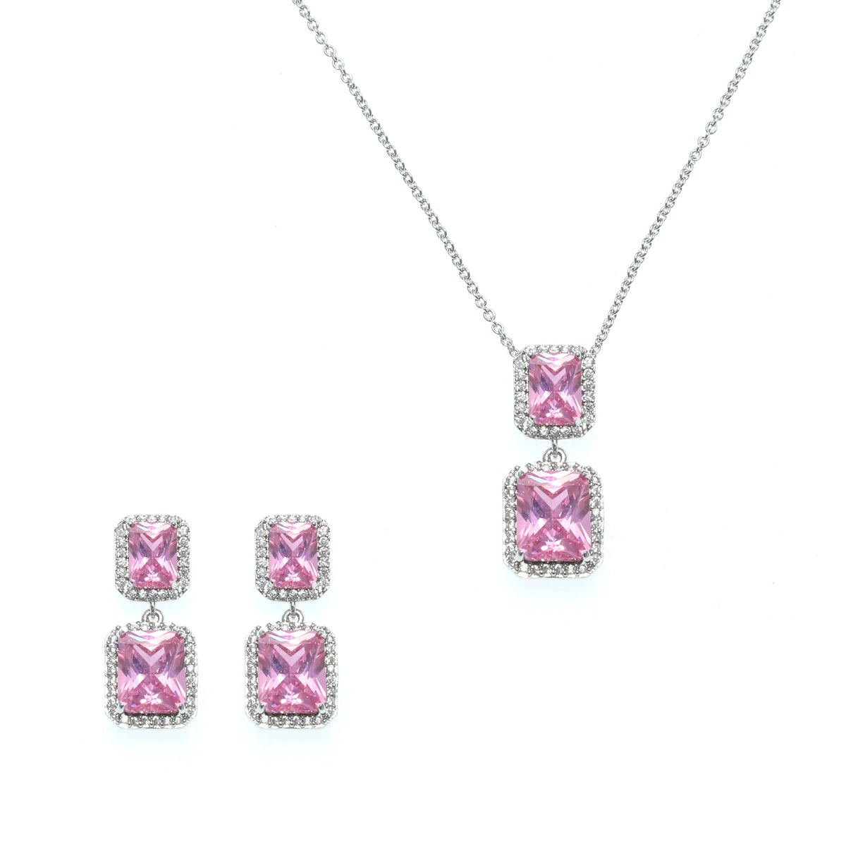 طقم زخارف هالة مزدوجة القطع الزمردي Double Emerald Cut Halo Motif Set