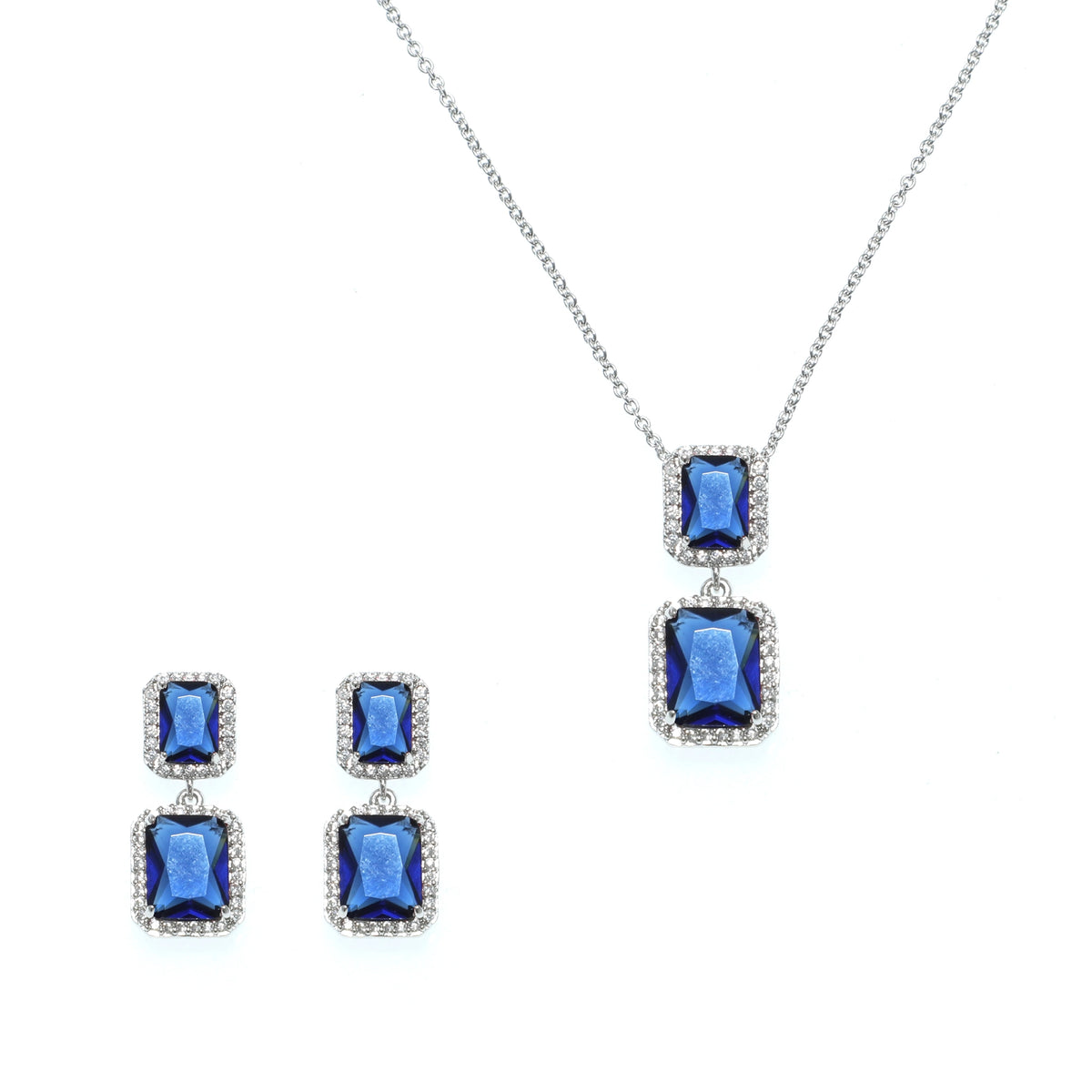 طقم زخارف هالة مزدوجة القطع الزمردي Double Emerald Cut Halo Motif Set