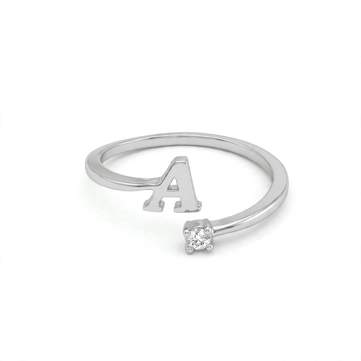 خاتم بتصميم مفتوح حرف مقاس 4ملم Open-wrap ring letter size 4mm