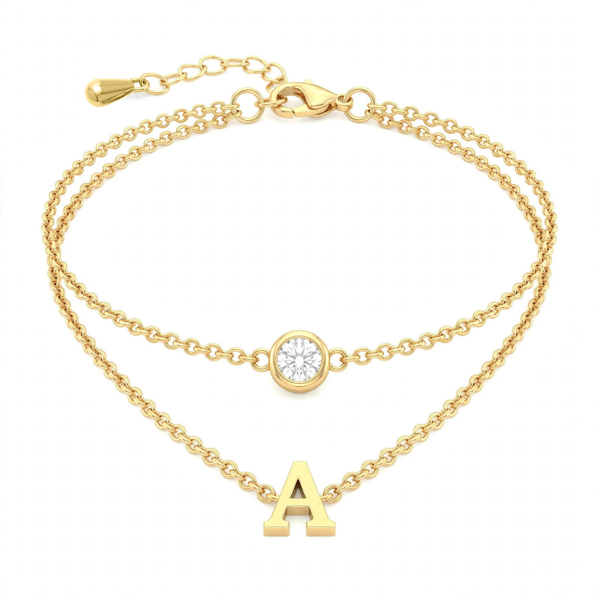 سوار بتصميم مزدوج الطبقات حرف مقاس 4ملم Double-layer bracelet letter size 4mm
