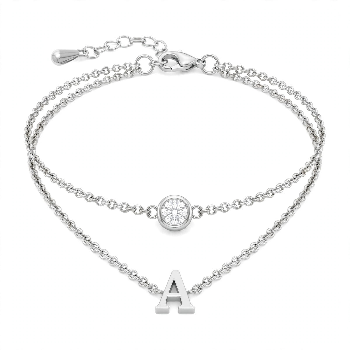 سوار بتصميم مزدوج الطبقات حرف مقاس 4ملم Double-layer bracelet letter size 4mm