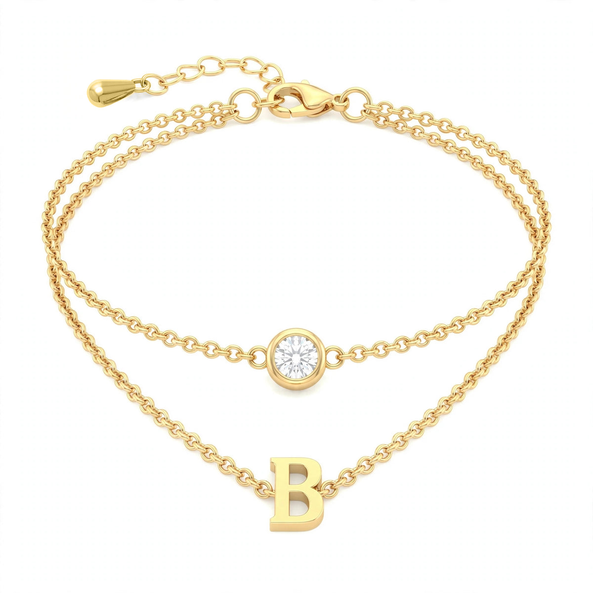 سوار بتصميم مزدوج الطبقات حرف مقاس 4ملم Double-layer bracelet letter size 4mm