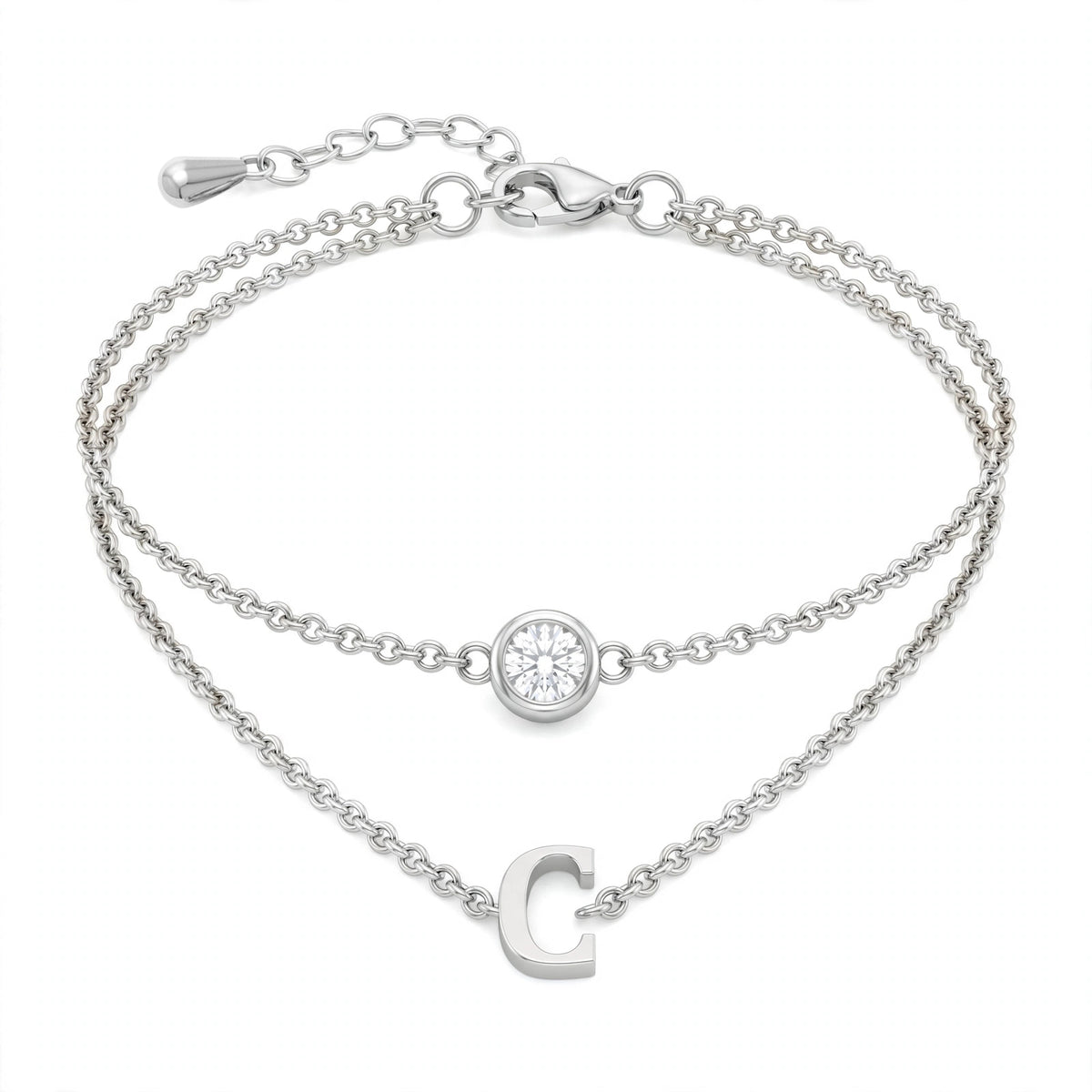 سوار بتصميم مزدوج الطبقات حرف مقاس 4ملم Double-layer bracelet letter size 4mm