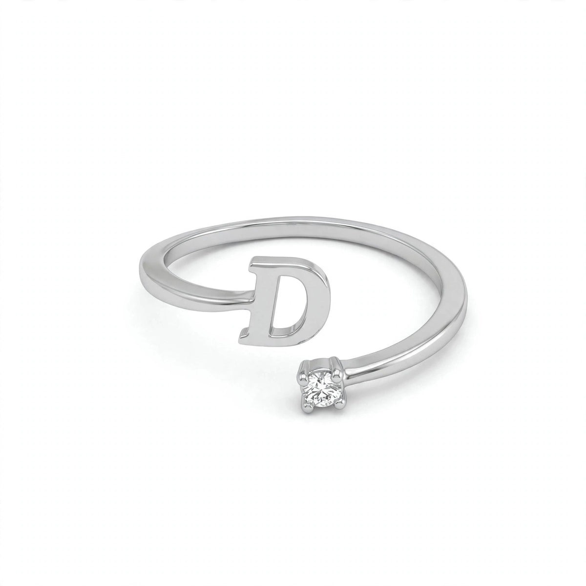 خاتم بتصميم مفتوح حرف مقاس 4ملم Open-wrap ring letter size 4mm
