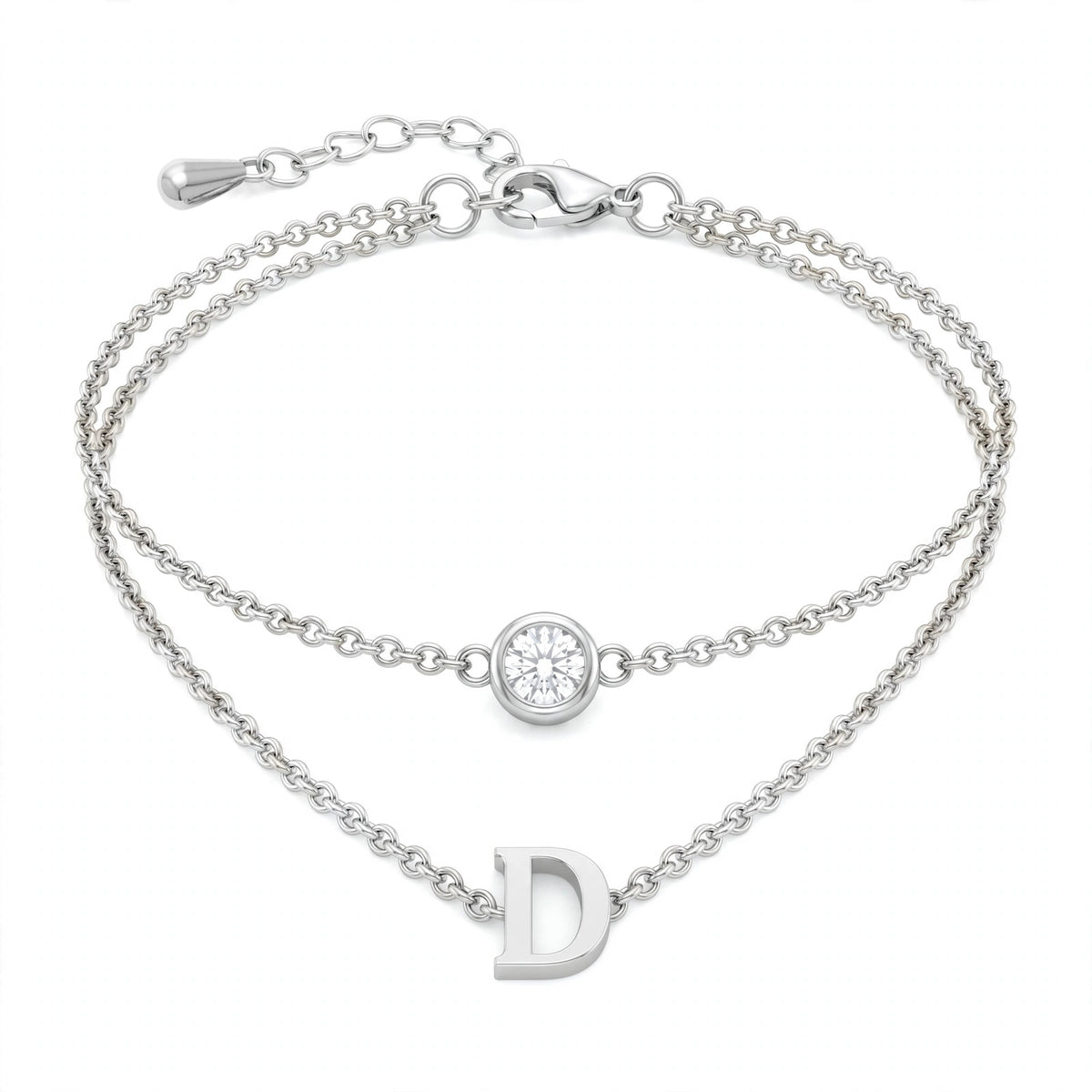 سوار بتصميم مزدوج الطبقات حرف مقاس 4ملم Double-layer bracelet letter size 4mm