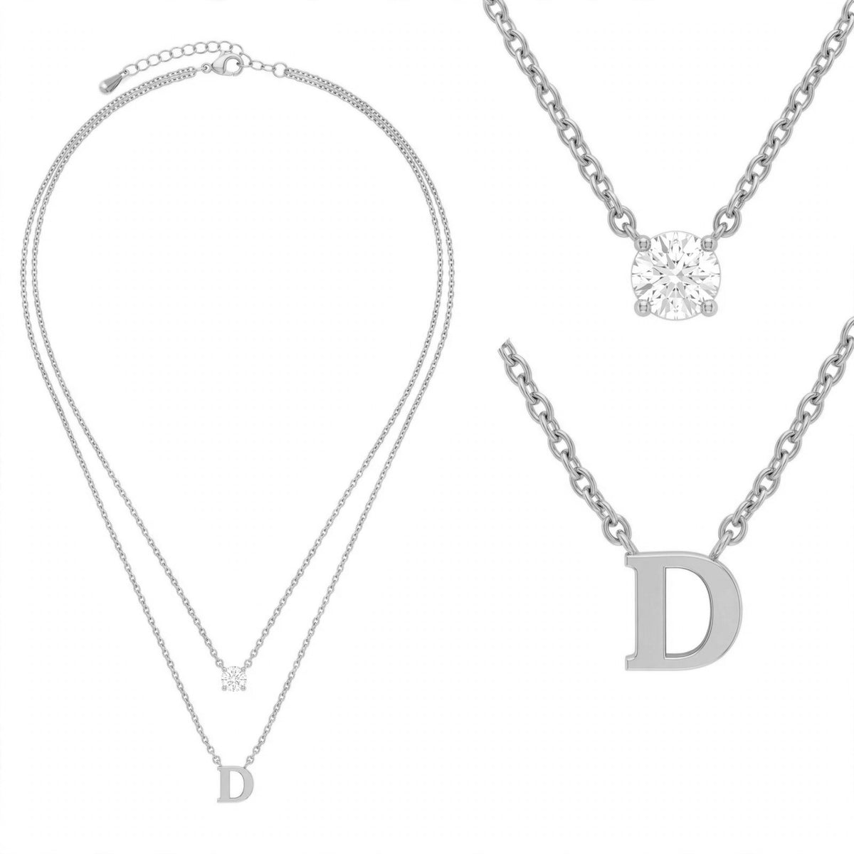 قلادة مزدوجة الطبقات تحمل حرفاً حرف مقاس 4ملم Double-layer necklace letter size 4mm