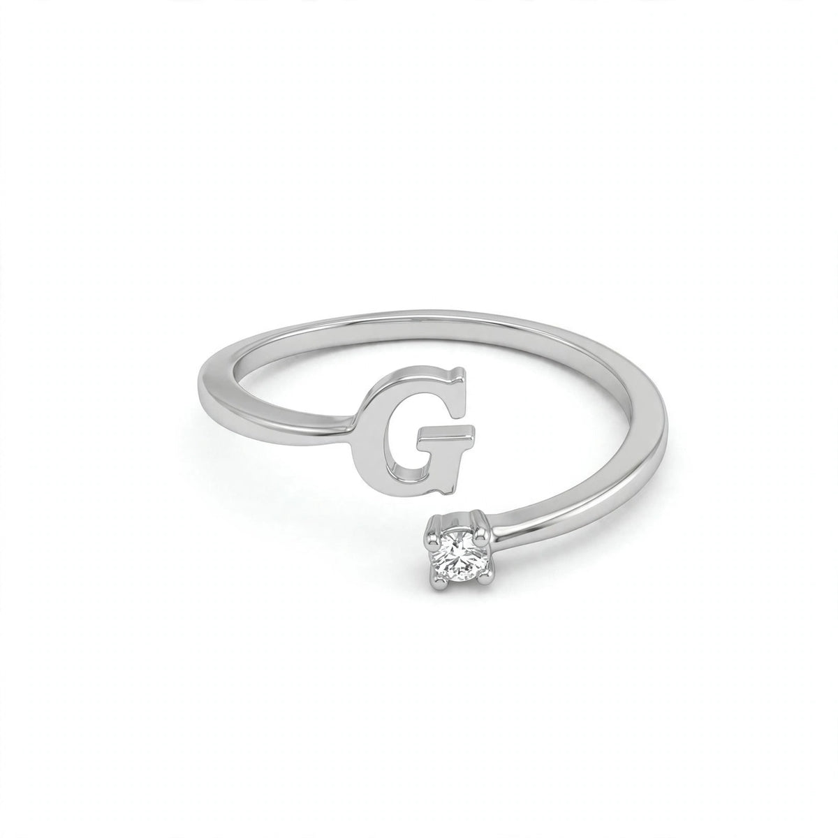 خاتم بتصميم مفتوح حرف مقاس 4ملم Open-wrap ring letter size 4mm
