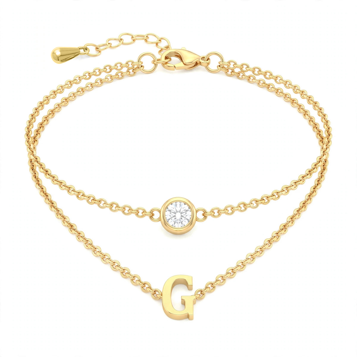 سوار بتصميم مزدوج الطبقات حرف مقاس 4ملم Double-layer bracelet letter size 4mm
