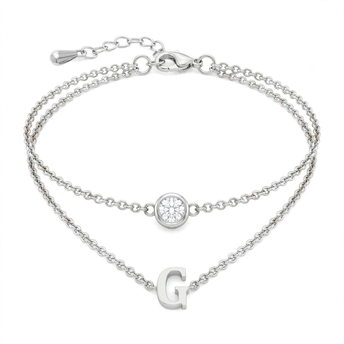 سوار بتصميم مزدوج الطبقات حرف مقاس 4ملم Double-layer bracelet letter size 4mm